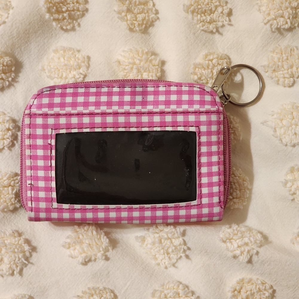Pink Gingham Phone Card Holder Keychain Wallet Y2k 2000s Vintage